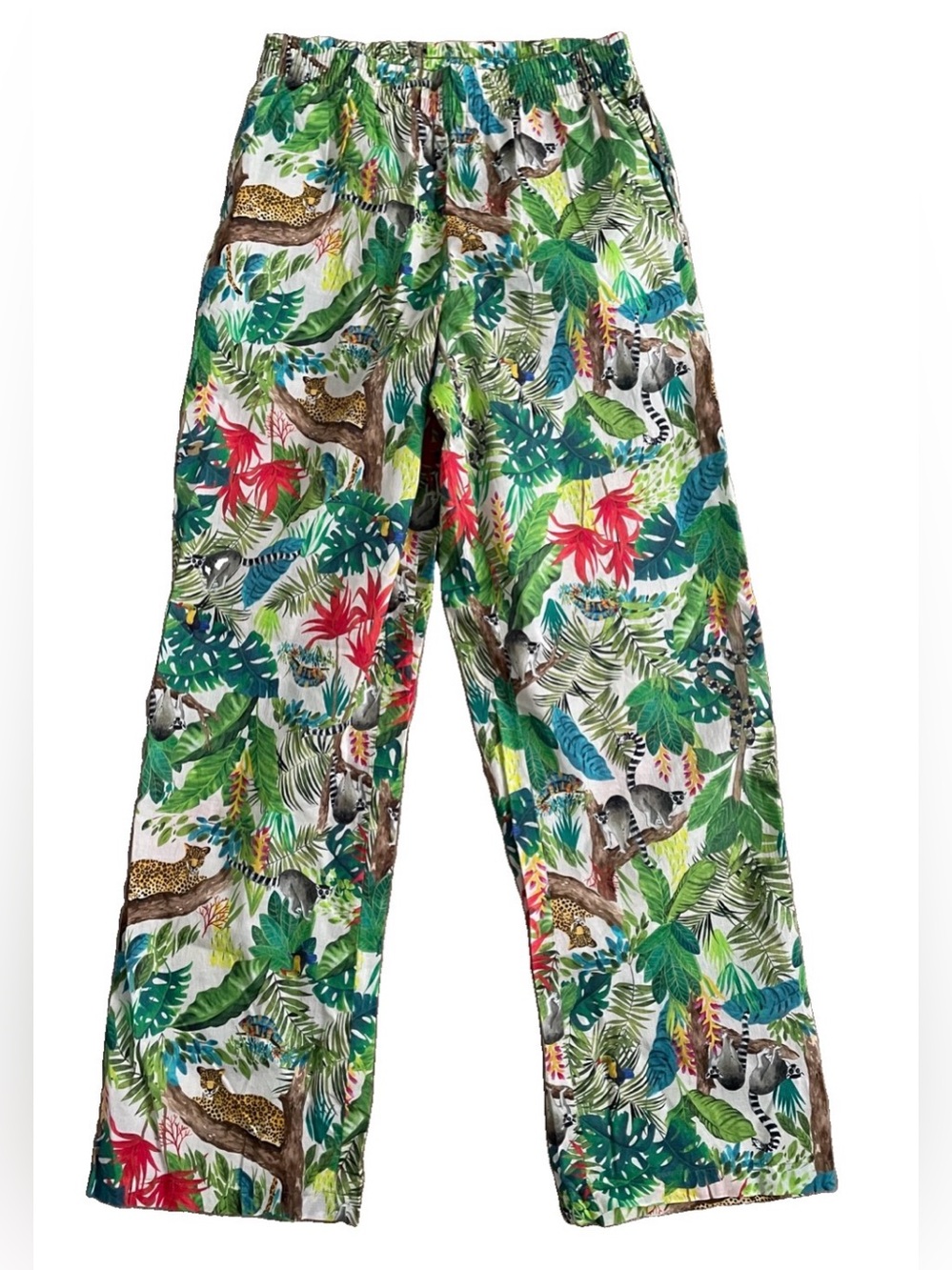 JOE FRESH Tropical Jungle Print Wide Leg Casual LOUNGE PJ Casual Pants NWT L